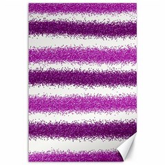 Metallic Pink Glitter Stripes Canvas 12  X 18  