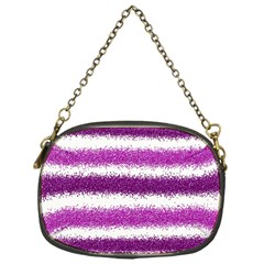 Metallic Pink Glitter Stripes Chain Purses (one Side) 