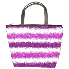 Metallic Pink Glitter Stripes Bucket Bags