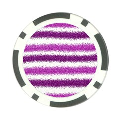 Metallic Pink Glitter Stripes Poker Chip Card Guard (10 Pack) by Nexatart