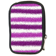 Metallic Pink Glitter Stripes Compact Camera Cases