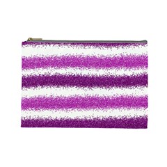 Metallic Pink Glitter Stripes Cosmetic Bag (large)  by Nexatart