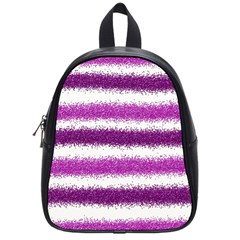 Metallic Pink Glitter Stripes School Bags (small)  by Nexatart