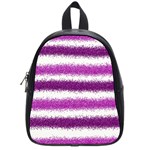 Metallic Pink Glitter Stripes School Bags (Small)  Front