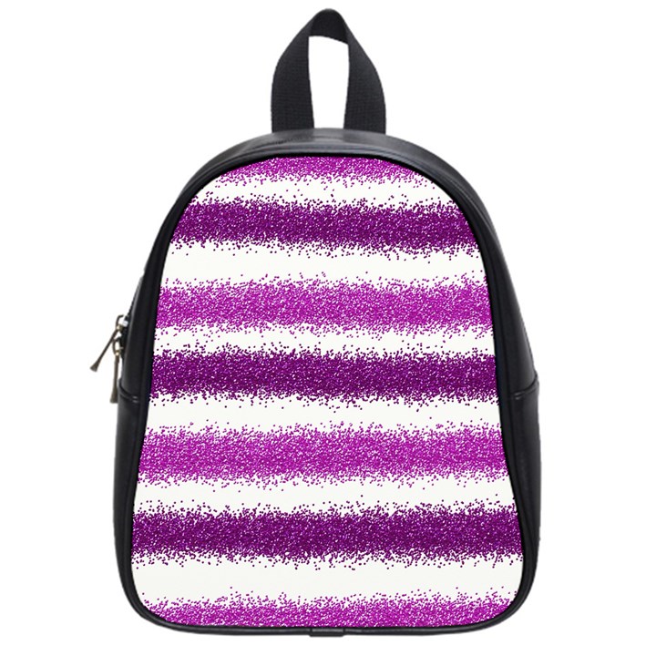 Metallic Pink Glitter Stripes School Bags (Small) 