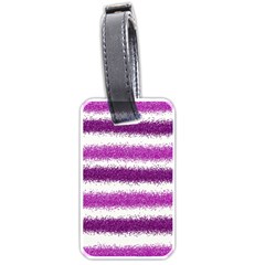 Metallic Pink Glitter Stripes Luggage Tags (one Side)  by Nexatart