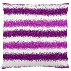 Metallic Pink Glitter Stripes Large Cushion Case (one Side) by Nexatart