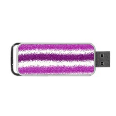 Metallic Pink Glitter Stripes Portable Usb Flash (one Side)