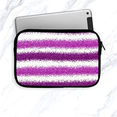 Metallic Pink Glitter Stripes Apple Ipad Mini Zipper Cases by Nexatart