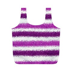 Metallic Pink Glitter Stripes Full Print Recycle Bags (m)  by Nexatart