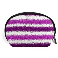 Metallic Pink Glitter Stripes Accessory Pouches (large)  by Nexatart