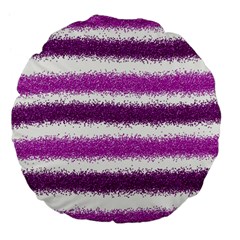 Metallic Pink Glitter Stripes Large 18  Premium Flano Round Cushions by Nexatart