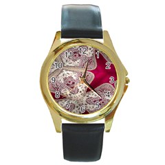 Morocco Motif Pattern Travel Round Gold Metal Watch by Nexatart