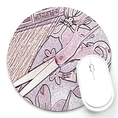 Newspaper Patterns Cutting Up Fabric Round Mousepads by Nexatart