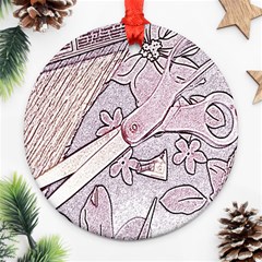 Newspaper Patterns Cutting Up Fabric Ornament (round) by Nexatart