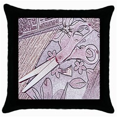 Newspaper Patterns Cutting Up Fabric Throw Pillow Case (black) by Nexatart