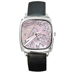 Newspaper Patterns Cutting Up Fabric Square Metal Watch