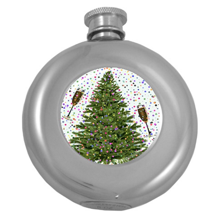 New Year S Eve New Year S Day Round Hip Flask (5 oz)