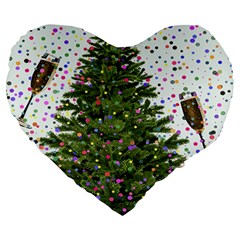 New Year S Eve New Year S Day Large 19  Premium Heart Shape Cushions