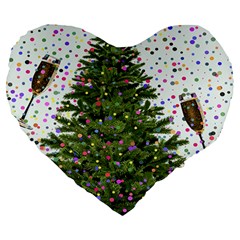 New Year S Eve New Year S Day Large 19  Premium Flano Heart Shape Cushions