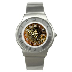 Orange Paper Patterns For Scrapbooking Stainless Steel Watch by Nexatart