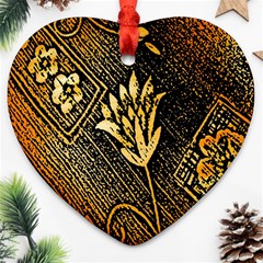 Orange Paper Patterns For Scrapbooking Heart Ornament (two Sides) by Nexatart