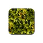 Olive Seamless Camouflage Pattern Rubber Square Coaster (4 pack)  Front