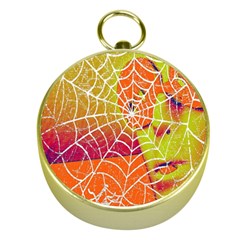 Orange Guy Spider Web Gold Compasses by Nexatart