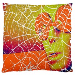 Orange Guy Spider Web Large Flano Cushion Case (two Sides) by Nexatart