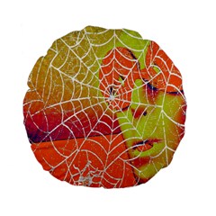 Orange Guy Spider Web Standard 15  Premium Flano Round Cushions by Nexatart