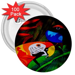 Papgei Red Bird Animal World Towel 3  Buttons (100 Pack)  by Nexatart