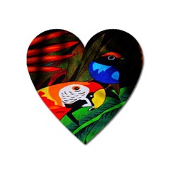 Papgei Red Bird Animal World Towel Heart Magnet by Nexatart