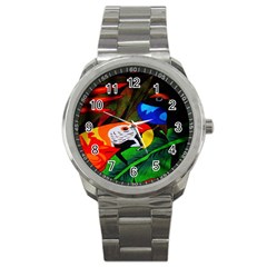 Papgei Red Bird Animal World Towel Sport Metal Watch by Nexatart