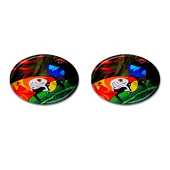 Papgei Red Bird Animal World Towel Cufflinks (oval) by Nexatart