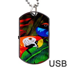 Papgei Red Bird Animal World Towel Dog Tag Usb Flash (two Sides) by Nexatart