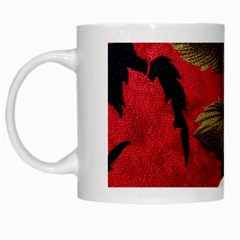 Paradis Tropical Fabric Background In Red And White Flora White Mugs