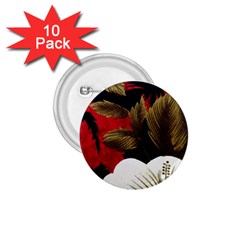 Paradis Tropical Fabric Background In Red And White Flora 1.75  Buttons (10 pack)