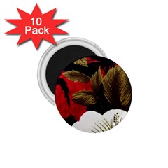 Paradis Tropical Fabric Background In Red And White Flora 1.75  Magnets (10 pack) 