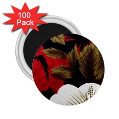 Paradis Tropical Fabric Background In Red And White Flora 2 25  Magnets (100 Pack)  by Nexatart