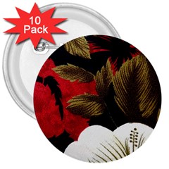 Paradis Tropical Fabric Background In Red And White Flora 3  Buttons (10 pack) 