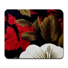 Paradis Tropical Fabric Background In Red And White Flora Large Mousepads