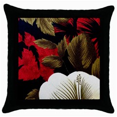 Paradis Tropical Fabric Background In Red And White Flora Throw Pillow Case (Black)