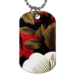 Paradis Tropical Fabric Background In Red And White Flora Dog Tag (Two Sides)