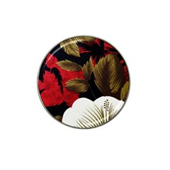 Paradis Tropical Fabric Background In Red And White Flora Hat Clip Ball Marker (4 Pack) by Nexatart