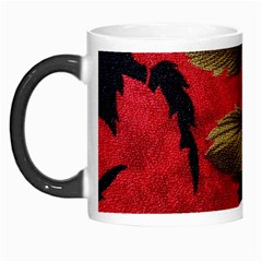 Paradis Tropical Fabric Background In Red And White Flora Morph Mugs by Nexatart