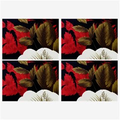 Paradis Tropical Fabric Background In Red And White Flora Belt Buckles by Nexatart