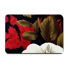 Paradis Tropical Fabric Background In Red And White Flora Small Doormat  by Nexatart