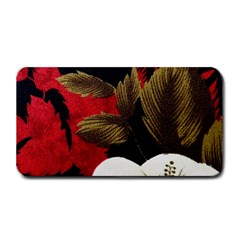 Paradis Tropical Fabric Background In Red And White Flora Medium Bar Mats by Nexatart