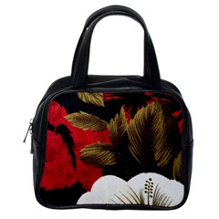 Paradis Tropical Fabric Background In Red And White Flora Classic Handbags (One Side)