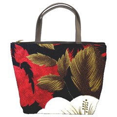 Paradis Tropical Fabric Background In Red And White Flora Bucket Bags by Nexatart